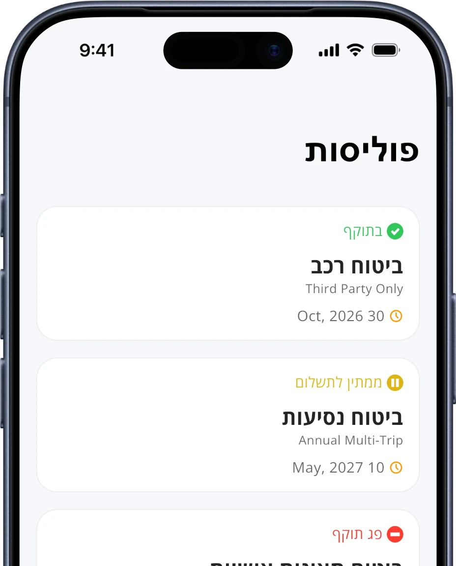 ניהול ביטוח - סקירה כללית של פוליסות פעילות